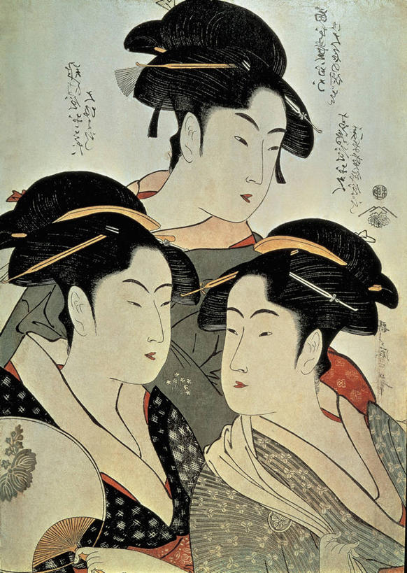 东方人,脸,头,脸颊,头发,三个人,人群,竖图,插画,室内,特写,正面,侧面,绘画,数码,科技,日本,亚洲,阴影,和服,日本文化,艺术,网络,日文,标志,文字,字符,字母,高光,几何,计算机图形,古典,合成,图像,图画,黄种人,历史,文化,标识,肩膀,画,衣服,黑色,工艺品,看,品味,概念,美术,电脑合成图,数码合成图,高雅,风格,合成图,发髻,主题,漫画,视角,东亚,东亚文化,写实,具体,具象,美学,构图,女人,女性,亚洲人,头部,脸部,脸蛋,面部,彩图,影棚拍摄,传统服装,喜多川歌麿,过去