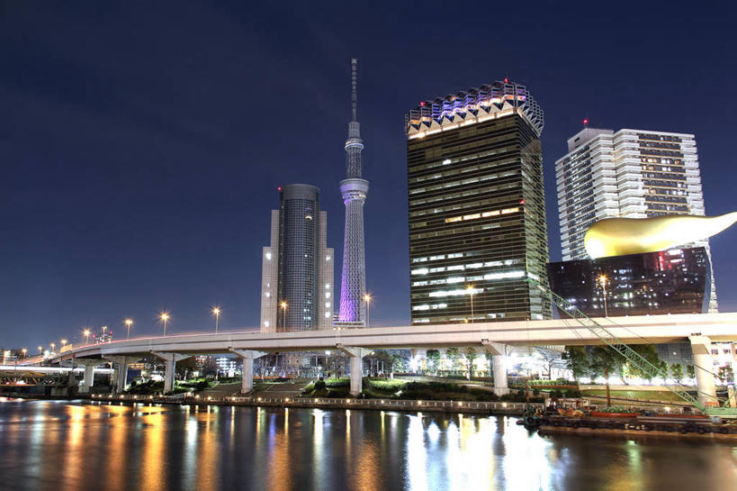 无人,横图,室外,夜晚,度假,湖,美景,城市风光,城市,建筑,路灯,船,东京,日本,日本文化,反射,景观,塔,桥,东京湾,首都,联系,娱乐,享受,休闲,景色,放松,运输,摄影,照亮,彩图