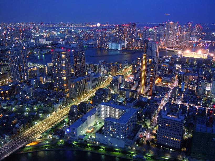 无人,横图,俯视,室外,夜晚,度假,河流,美景,城市风光,城市,建筑,摩天大楼,东京,日本,日本文化,景观,塔,桥,东京湾,首都,联系,娱乐,天空,享受,休闲,景色,放松,摄影,照亮,住房,彩图,高角度拍摄,旅行