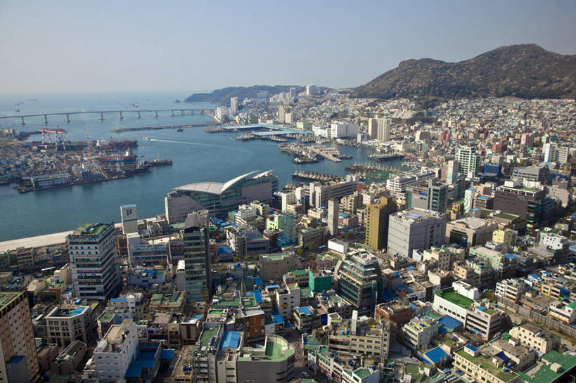 无人,横图,俯视,航拍,室外,白天,旅游,度假,海洋,美景,天际线,城市风光,城市,釜山,韩国,亚洲,景观,桥,娱乐,享受,休闲,景色,放松,摄影,鸟瞰,海景,东亚,庆尚南道,朝鲜半岛,彩图,高角度拍摄,旅行,海港