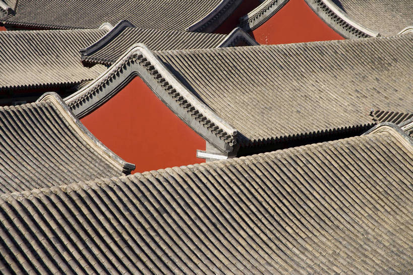 横图,名胜古迹,建筑,中国,亚洲,朝拜,局部,地砖,房屋,屋顶,瓦,历史,传统,古代,红色,祈祷,旅游胜地,摄影,宗教,佛教,东亚,喇嘛,佛陀,藏传佛教,中华人民共和国,河北省,承德,古远,彩图,庙,普宁寺,bj174